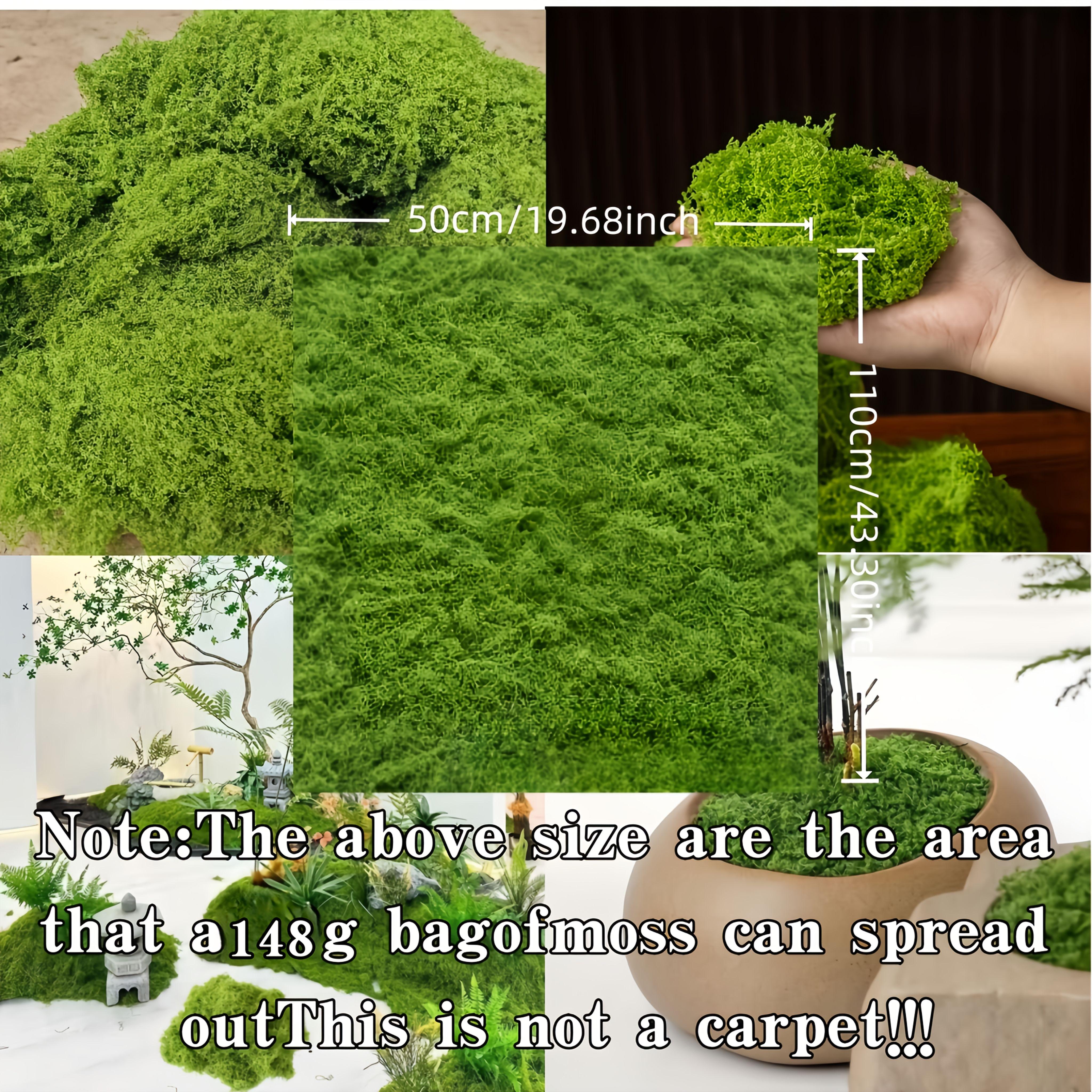 Outdoor simulated green plants 148g coverage area [about 19.68 inches/43.30 inches] Large artificial moss pad - for indoor/outdoor decoration, DIY, glass containers, flower pots and landscaping, tabletop potted landscaping, easy to install and maintain