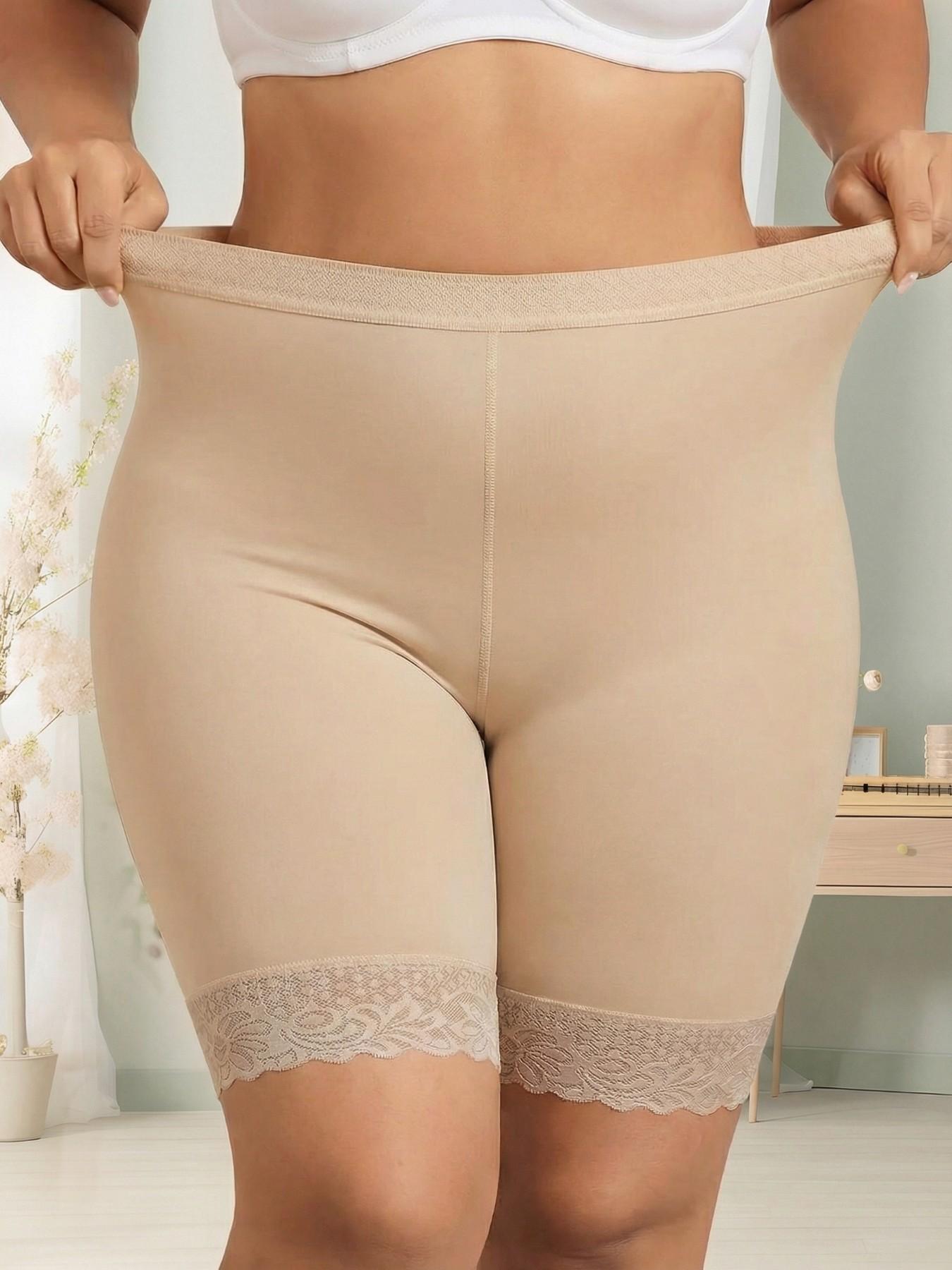 Summer Fresh Plus Size Women's Seamless High Waisted Shorts Boyshorts, High Waist Knicker, Panties,Full Coverage,Postpartum Essential,Casual,Stretch Kint Faric,All Day Wear,Minimalist Saftety Shorts,Anti Chafing Shorts Daily/Home Wear