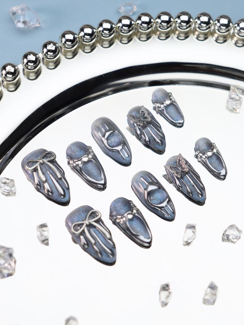 DripTips｜NEBULA SATIN 10PCS Handmade Press On Nails Reusable/Long-Lasting/Salon-Grade