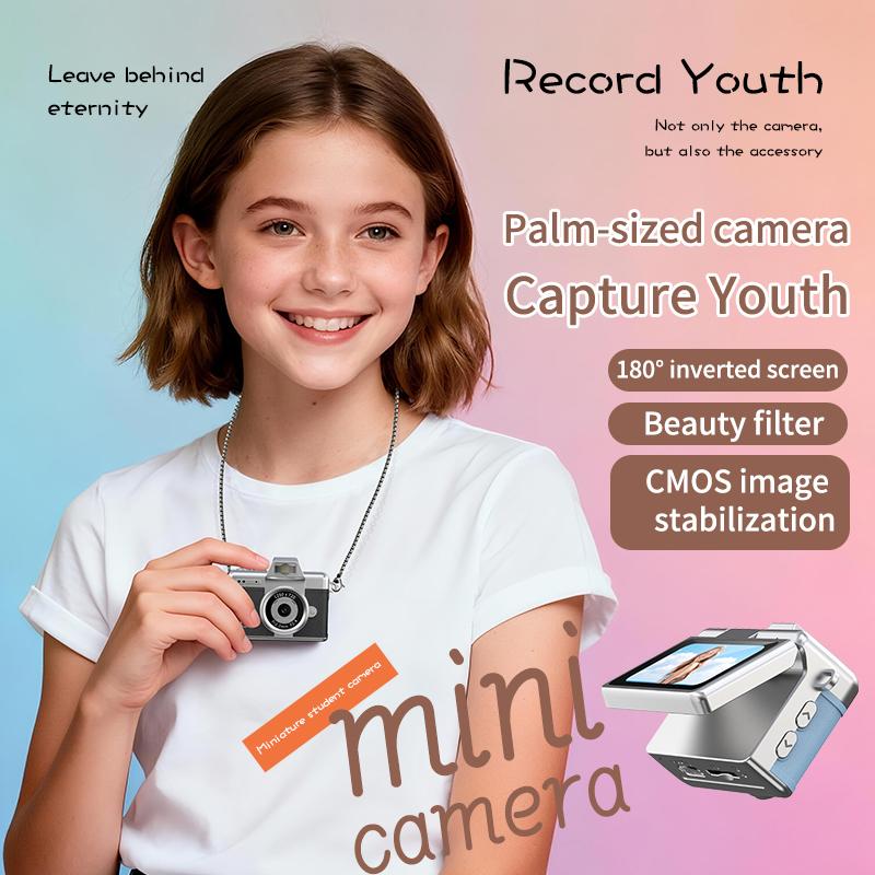 Thumb Camera Flip Screen Mini Camera, Retro CCD Digital Pocket Camera for Students, Portable Compact Everyday Camera, HD Digital Camera, Electronic Portable Camera