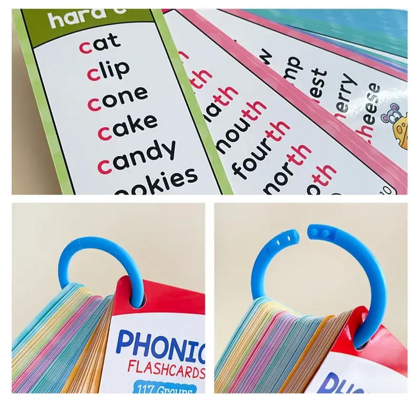 60 Pcs Natural Reading Phonics Learning Cards for Kids, Portable Memory Flashcards, Educational Teaching Aids, New Condition, Word Cards