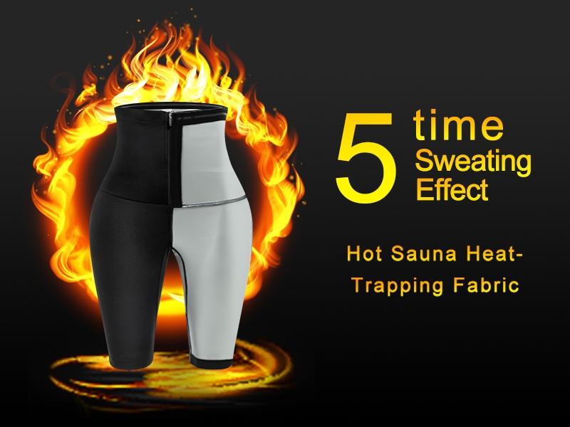 Women's sauna workout body shaping shorts, high waist sauna leggings with zipper Workout Shapewear