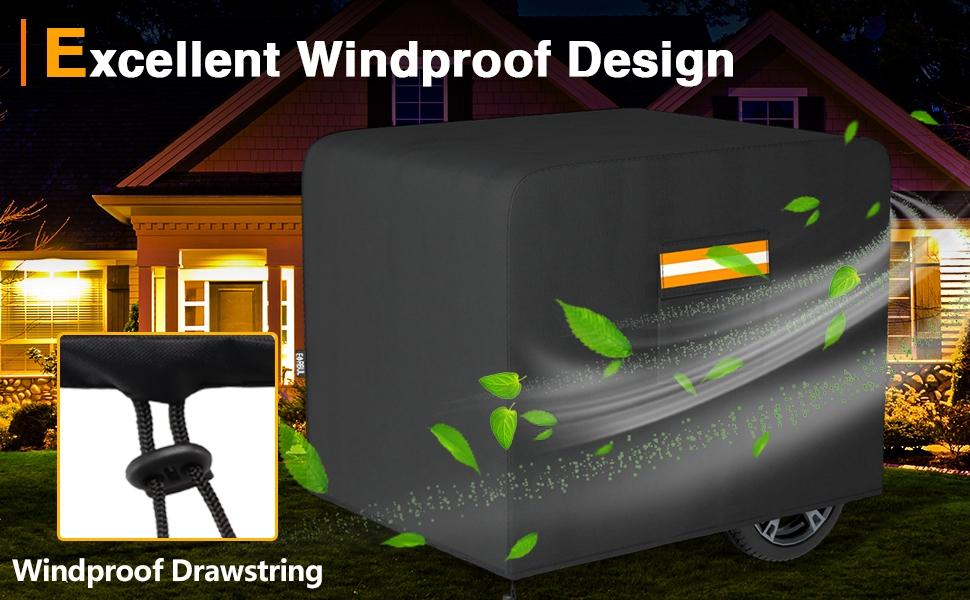 Generator Cover, 26”L x 20”W x 20”H Heavy Duty Waterproof 420D All-Weather Generator Cover with Storage Pocket Compatible with Most Generators 3000-5000 Watt (Black)