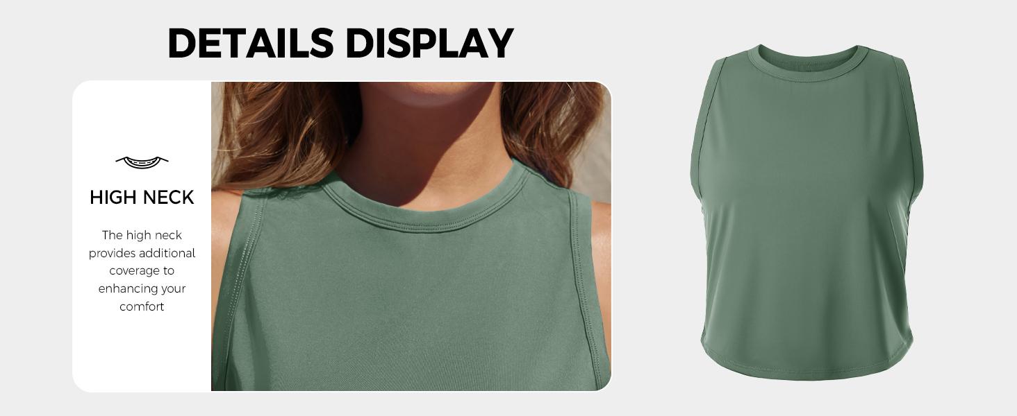 Fisoew Womens Workout Cropped Tank Tops Racerback Sleeveless Crewneck Running Yoga Active Shirts Fisoew Womens Workout Cropped Tank Tops Racerback Sleeveless Crewneck Running Yoga Active Shirts