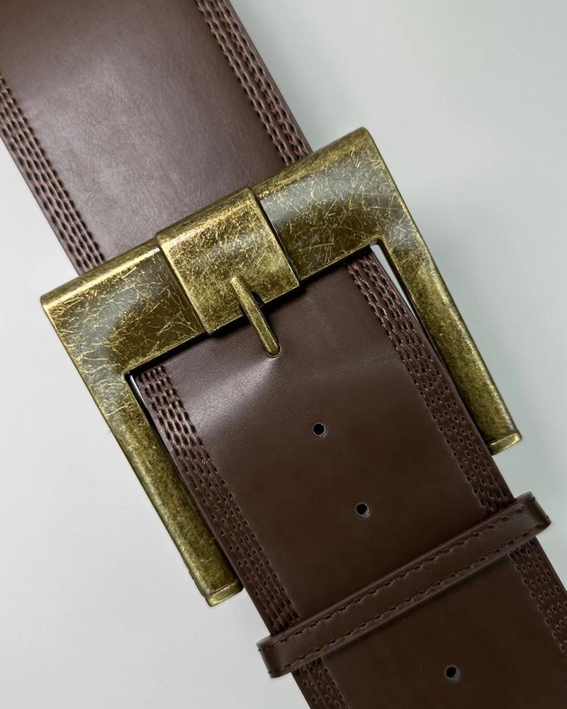 ChicMe Women's Plain Vintage Wide Leather Belt Fashion Buckle Waist Belts ChicMe Women's Plain Vintage Wide Leather Belt Fashion Buckle Waist Belts