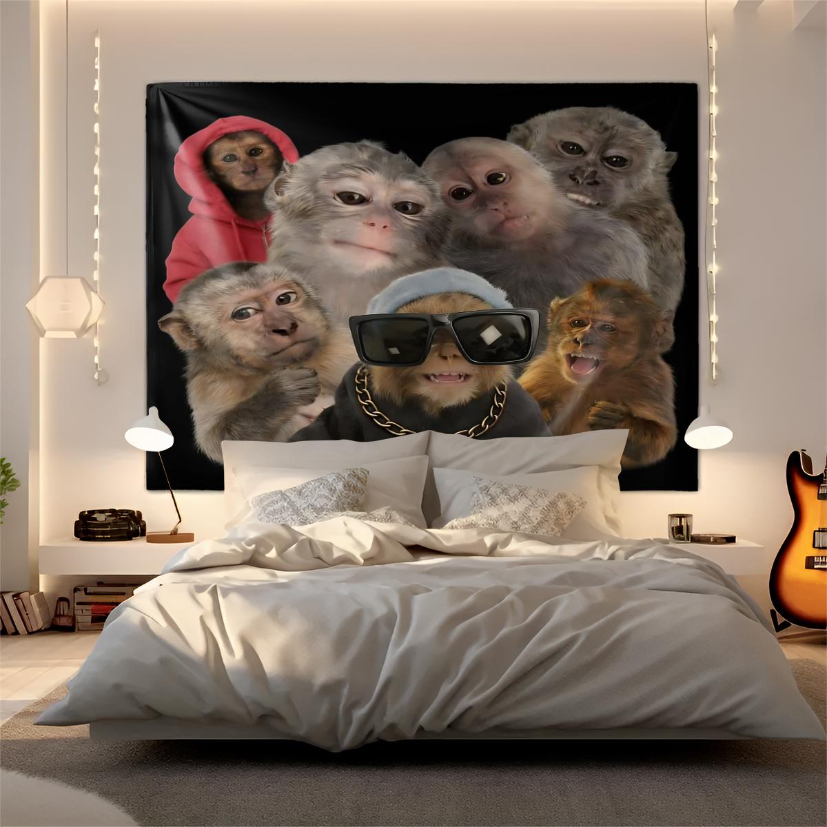 Trending Monkey Tapestry Backdrop, Street-Style Cool Wall Hanging Banners, Indoor/Outdoor Wall Art Tapestries, Wall Decor, Fun Banners and Posters for Dorm Rooms and Bedrooms