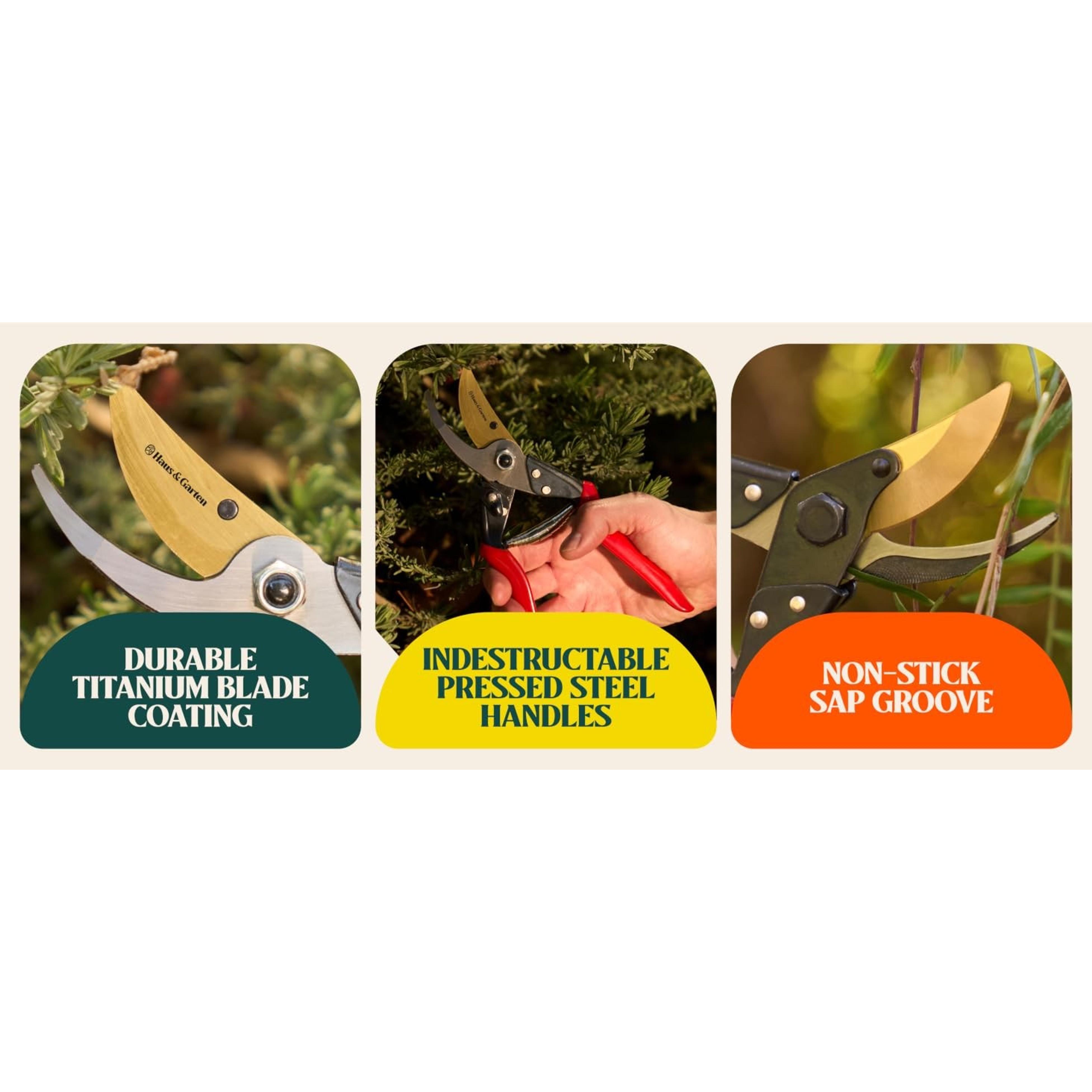 ForgedPRO 8.75" Heavy Duty Professional Titanium Bypass Pruning Shears - Use As Pruners, Garden Shears, Handheld Pruning Shears For Gardening, Clippers, Garden Scissors, Pruner ToolGift