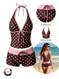 2026 New Summer Women's Two-Piece Plaid Stylish Bikini Set, Retro Sportswear, Perfect for Pool Parties and Luxury Beach Vacations, Plaid Print Bikini