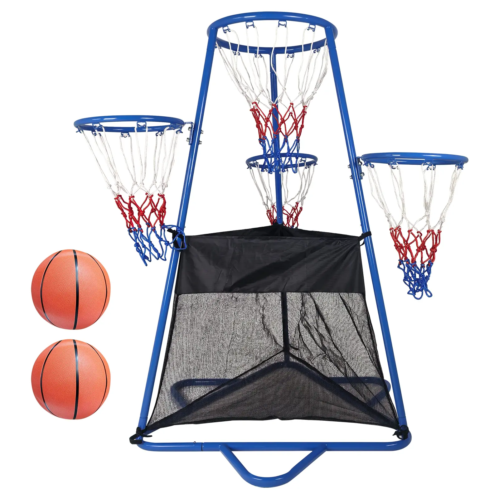 4 Hoop Basketball Set for Ages 3+, Toddler Basketball Hoop Indoor/Outdoor Play, Basketball Goals with 4 Balls & Air Pump, Toddler Preschool Sports Playset for Backyard, Playground & Home