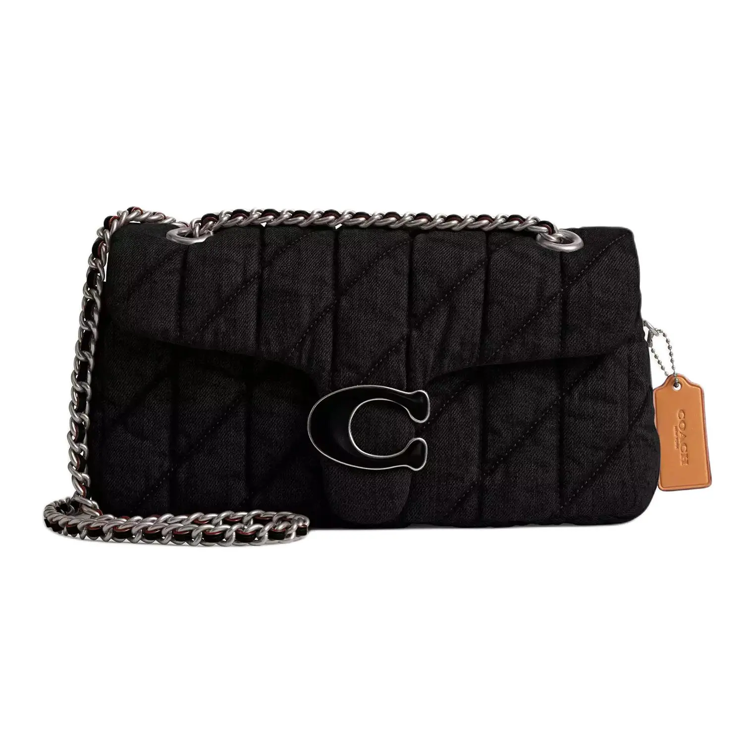 COACH Tabby 26 Quilted Denim Crossbody Bag for Women with Magnetic Snap Closure – Black