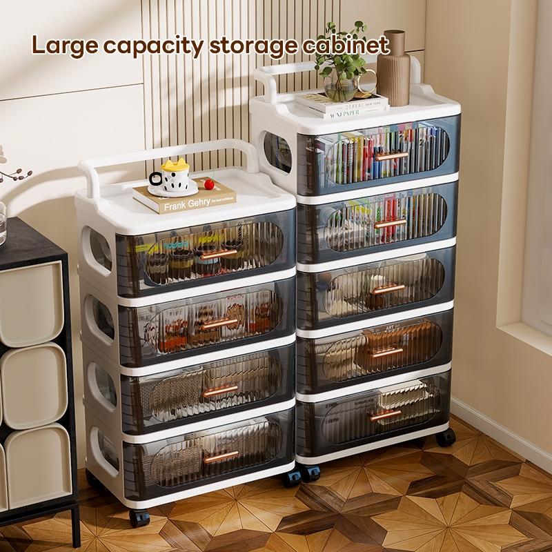 Transparent Drawer Storage Cabinet, 35cm*25cm/45cm*29cm, Multi-Layer Plastic Organizer, Mobile with Wheels, Space-Saving, Durable Design