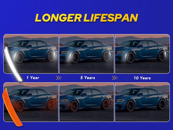 AUTOONE LED Side Marker Lights White for Dodge Charger 2015-2023, Smoked Lens Front & Rear Bumper Lights, High Brightness, IP67 Waterproof, Easy Install, OEM Compatible, 4PCS AUTOONE LED Side Marker Lights White for Dodge Charger 2015-2023, Smoked Lens Front & Rear Bumper Lights, High Brightness, IP67 Waterproof, Easy Install, OEM Compatible, 4PCS