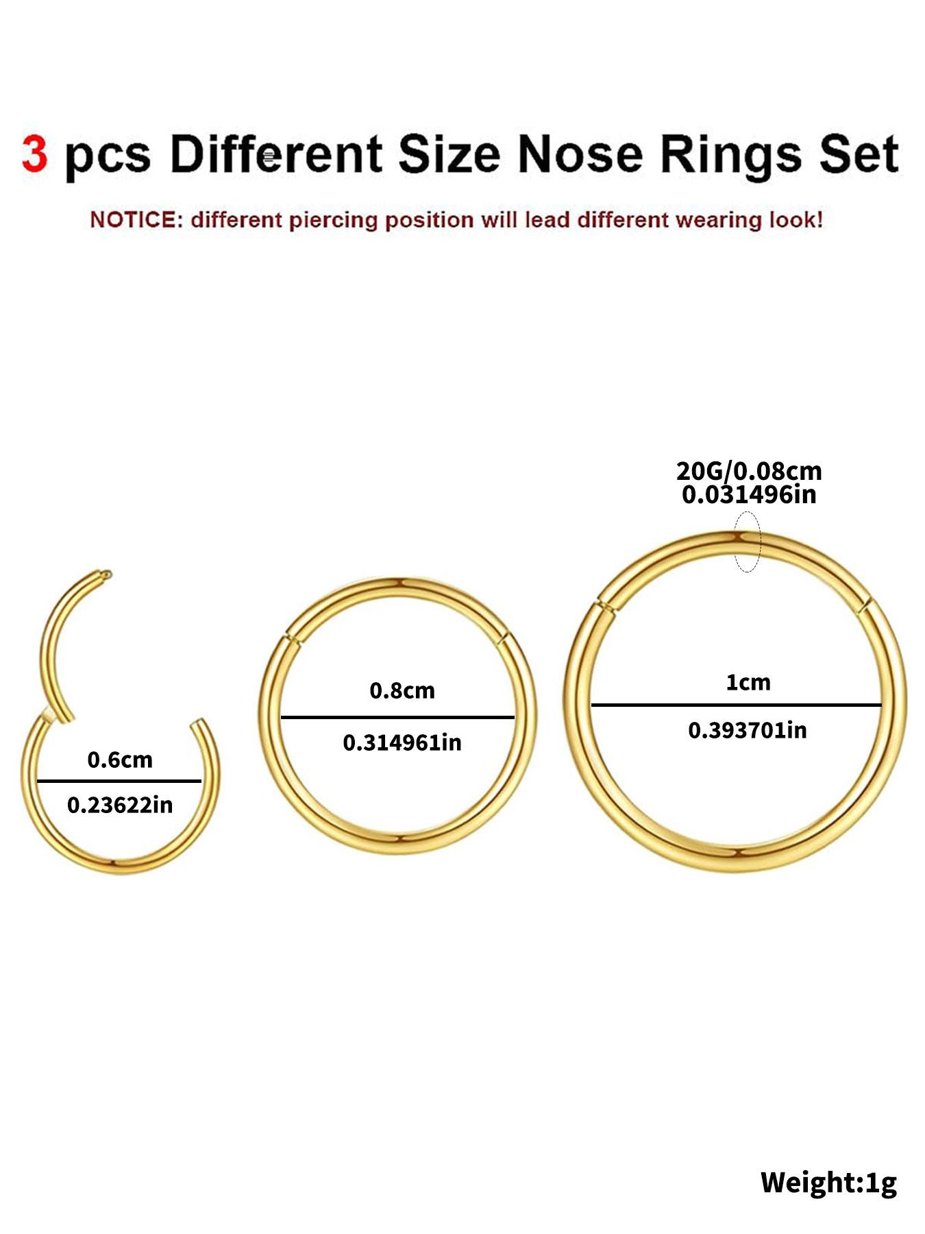 Minimalist Plain Color Nose Ring, Spiral Nose Ring, Stainless Steel Nose Ring, Lip Ring, for Helix Cartilage Conch Rook Piercing Jewelry