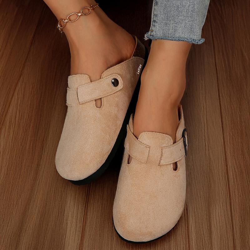 Womens Casual Slippers Comfortable Footbed Suede Light Slippers Potato Shoes with Adjustable Buckle Springfresh