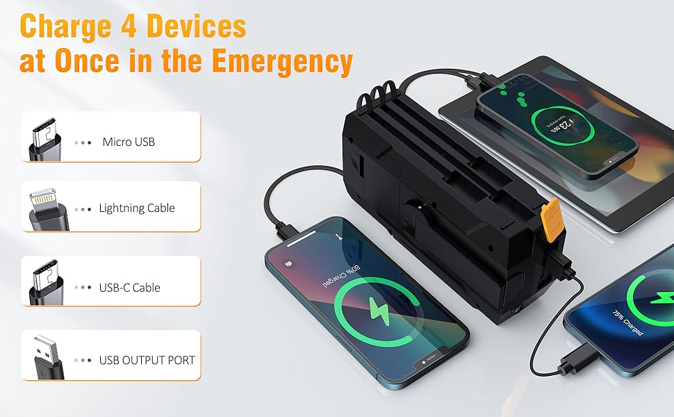 3 in 1 Charging Cable Hand Crank Emergency Radio,NOAA Weather Radio 7400mWh,Portable Solar power ,AM/FM for Winter Storm Hurricane Survival Gear Chargeable Orange so alarm crank radio outage winter storm 3 in 1 Charging Cable Hand Crank Emergency Radio,NOAA Weather Radio 7400mWh,Portable Solar power ,AM/FM for Winter Storm Hurricane Survival Gear Chargeable Orange so alarm crank radio outage winter storm