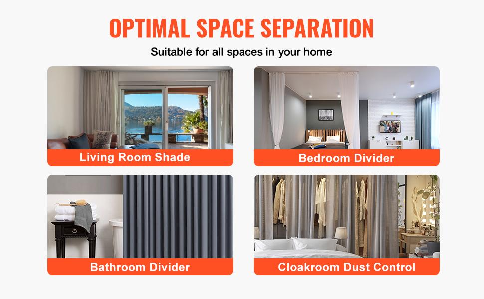 VEVOR Ceiling Curtain Track Set, 11.8 FT/3.6 Meter, Sliding Ceiling Track System for Curtains, Room Divider Curtain Track Ceiling/Wall Mountedfor Living Room Bedroom with Hooks and Hardware, White