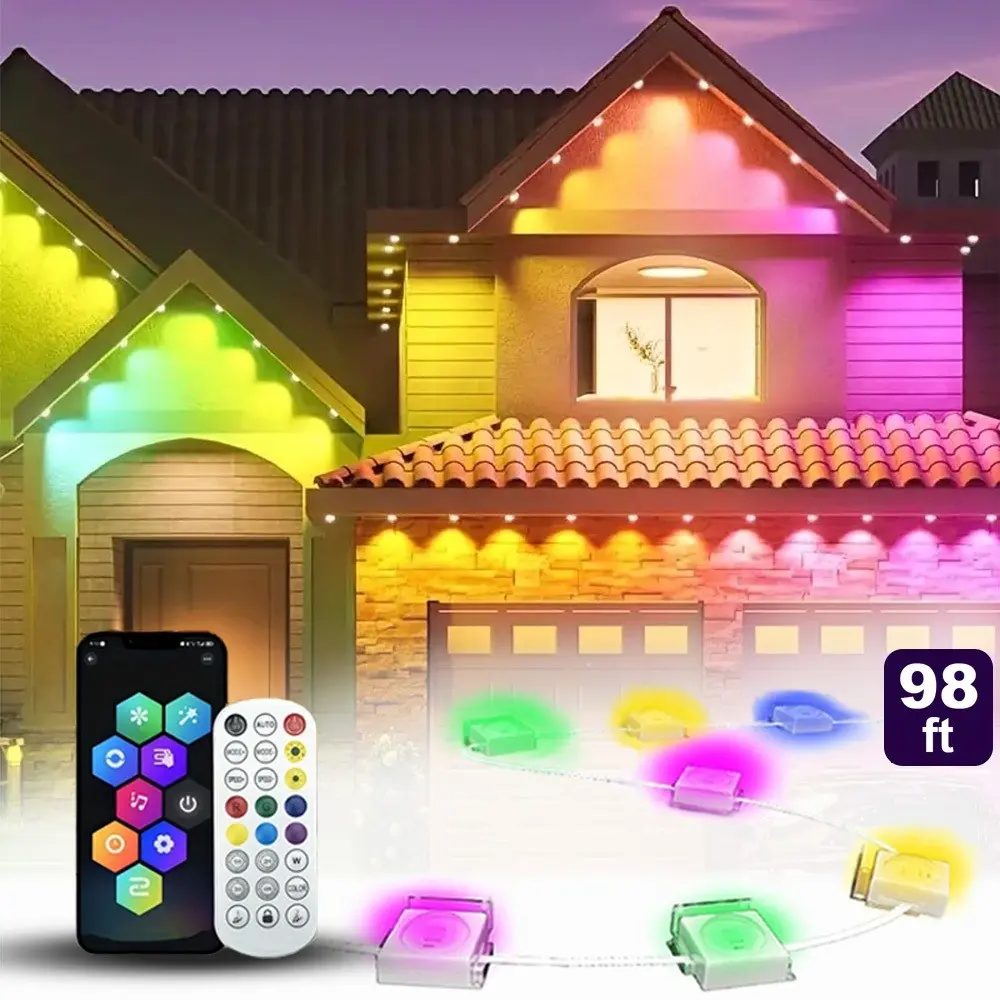 RGBIC Smart Outdoor Versatile Magic Color Lights, IP67 Injection Molding Waterproof, High Brightness LED, Vibrant Led Lights, APP & Remote Control, Music Sync, Holiday Decorations