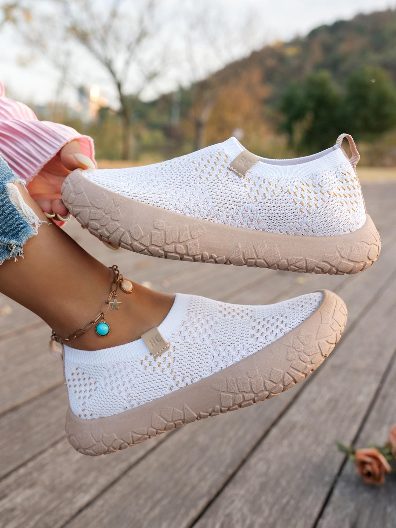 Women's Spring & Fall Breathable Slip-On Comfort Lightweight Walking Shoes, Soft Sole Casual Sports Sneakers, Lazy Style Ladies Footwear, Trendy Walking Shoes, Soft Bottom Shoes