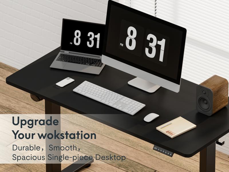 FLEXISPOT EN1 Adjustable Height Standing Desk Electric Whole-Piece White 48x24 Inches Sit Stand for Home Office Eco-Friendly Workspace