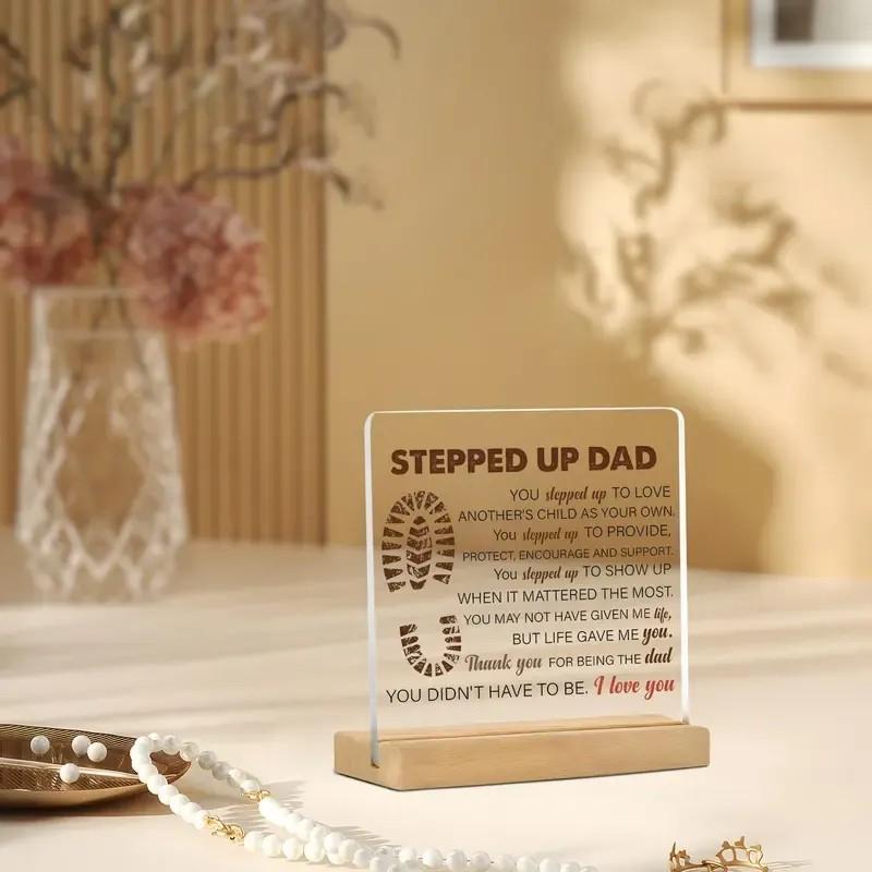 FathersDayGift Acrylic Desktop Decoration Sign, Clear Acrylic Desktop Ornament with Base, Gift for Family, Home Decor for Living Room Bedroom Office, Men's Room Decor, Signage, Decoration Items, Room Accessories Decorative Dad