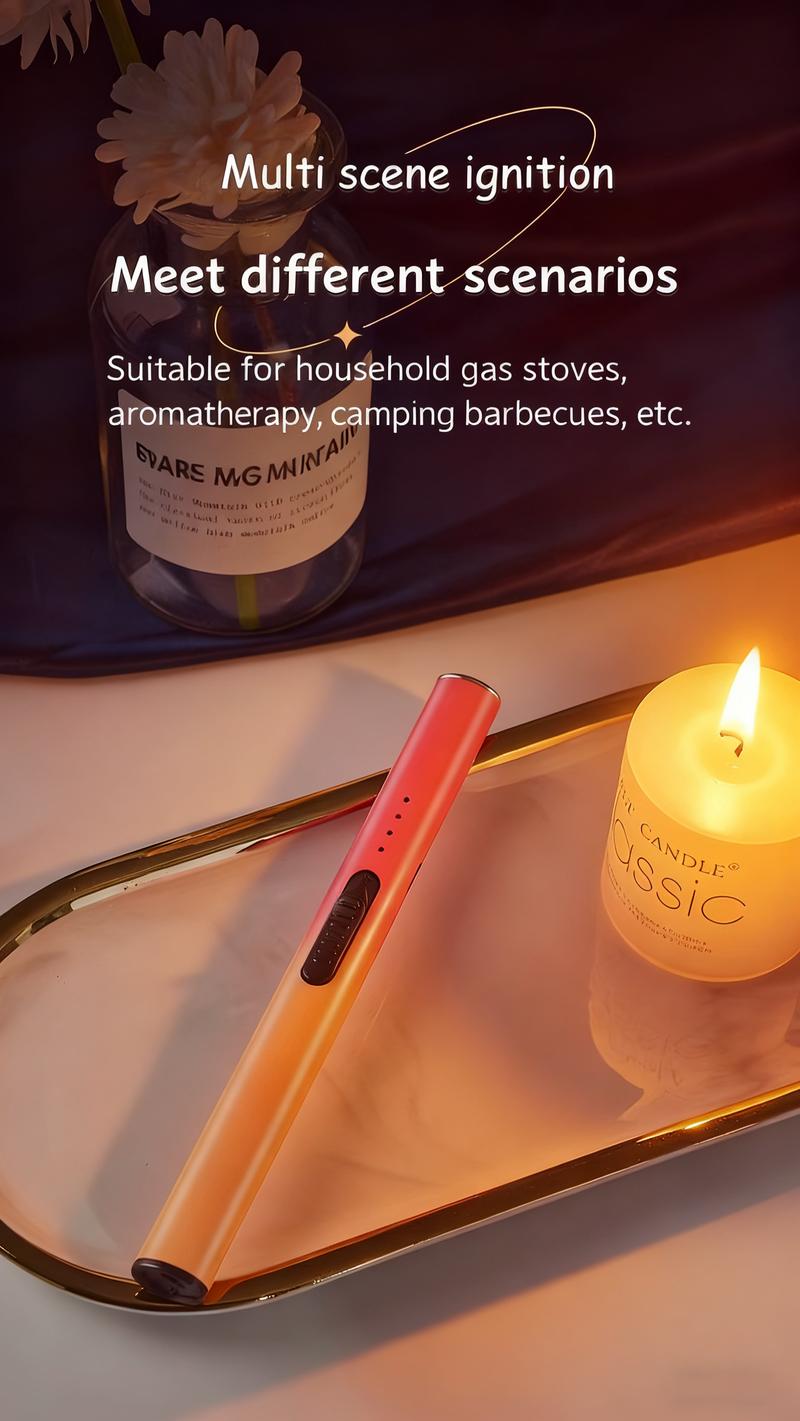 Igniter, electric igniter, rechargeable C-type igniter, arc igniter with LED battery display, flameless long-wick candle igniter, designed for barbecue and camping, Christmas gift, New Year gift