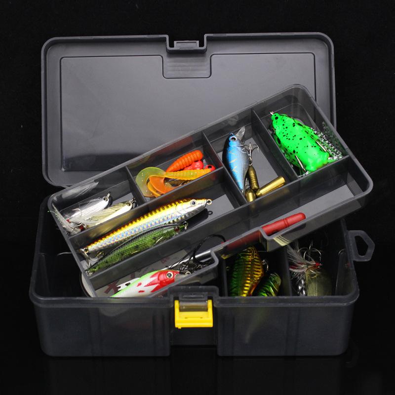 1pc Fishing Tackle Box - Double-Layer Transparent Gray Organizer with Removable Compartments, Multi-Functional Storage for Lures and Gear, Ideal for Offshore Fishing, Sea Fishing, Fishing Equipment, Fishing Supplies, Fishing Tackle Box