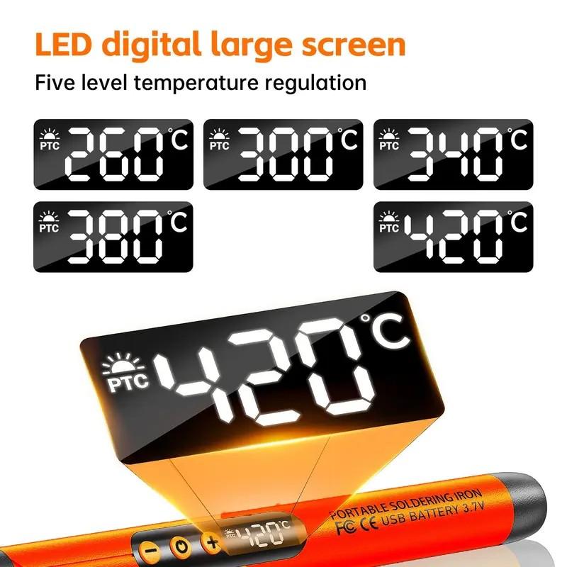 Portable USB Adjustable Temperature Soldering Iron Kit, Storage Box Included, Home DIY Electronic Welding Tool Set, Electric Wired Soldering Iron