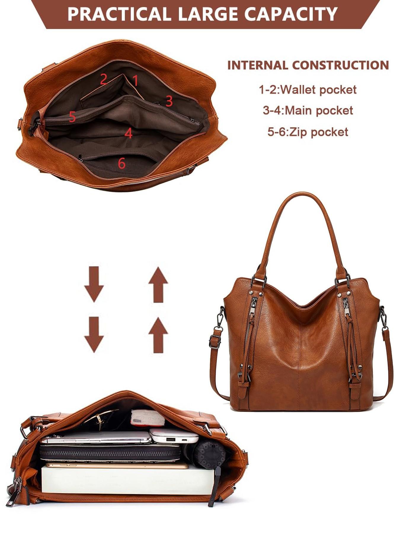 Women's Artificial Leather Tote Bag, Zipper Crossbody Shoulder Bag, Crossbody Purse Handbags, Large Capacity Handbag for Work and Office, Commuter Mom Bag, Commuter Purses, Mother's Day Gift #GLOBAL PICKS