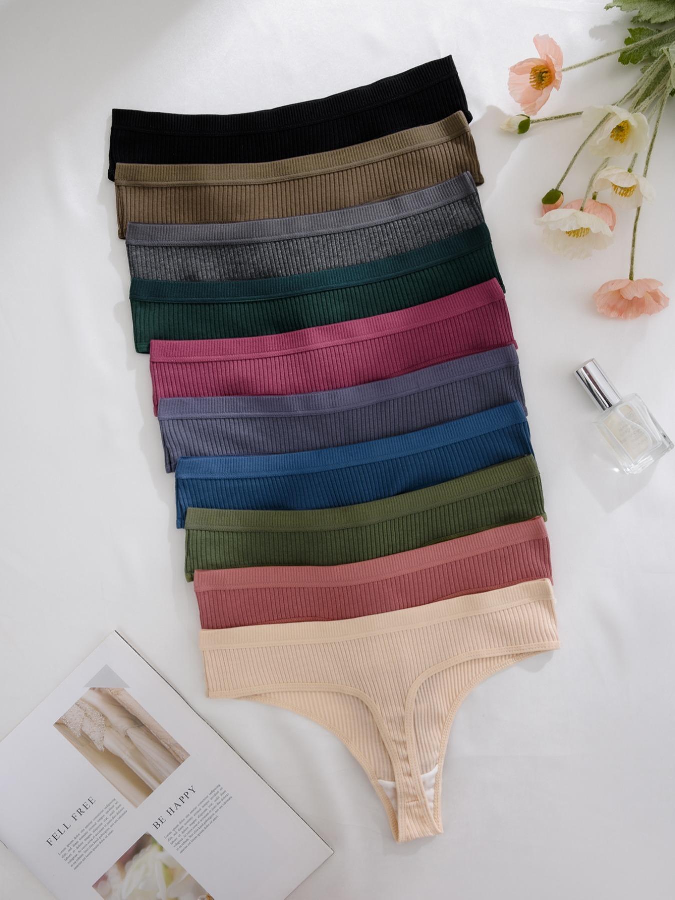 Women's Solid Color Thong, Soft Comfy Breathable Panty for Daily Wear, Underwear for All Seasons