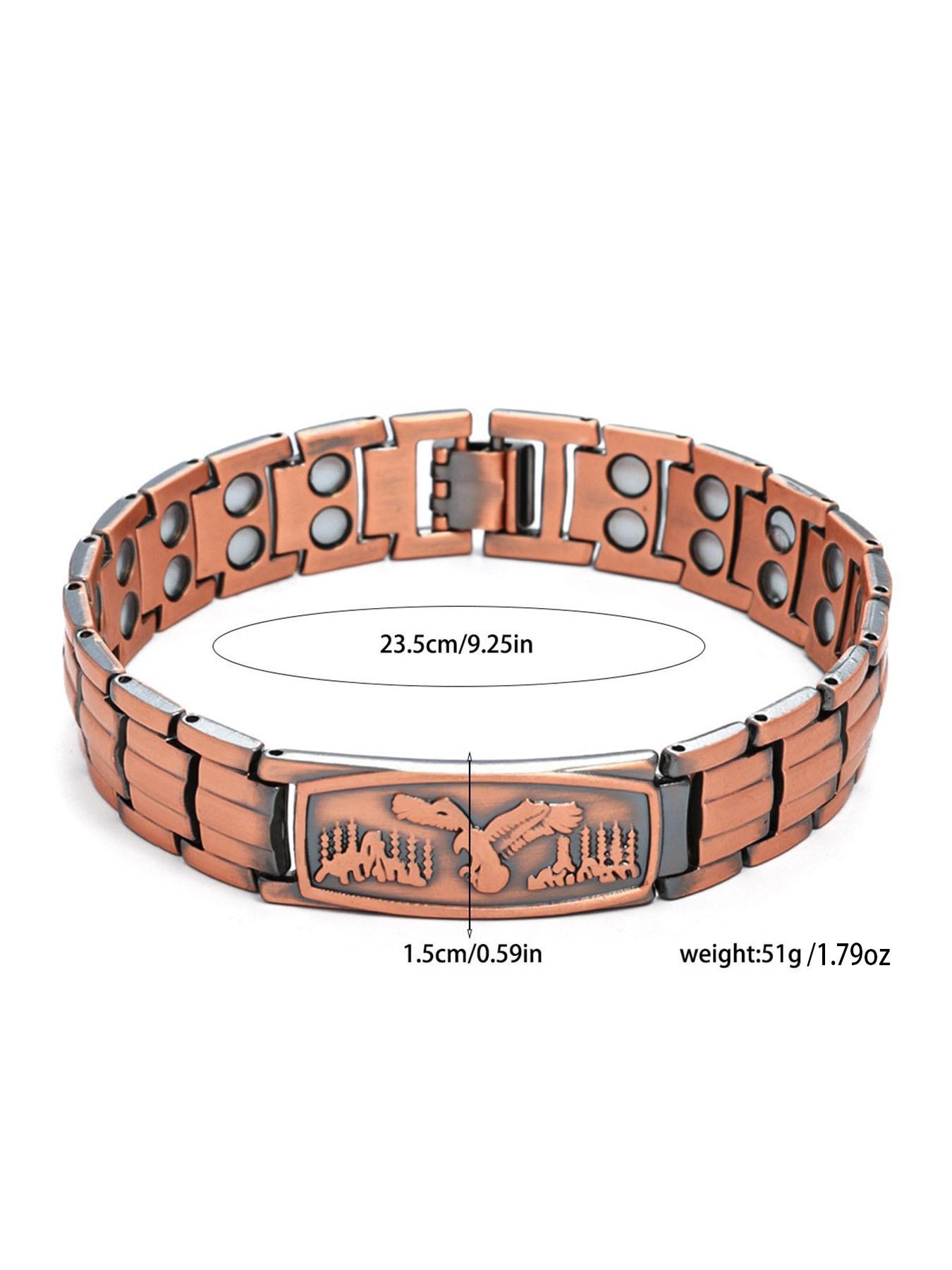 99.99% Pure Copper Men's Necklace, Eagle Design, Magnetic Bracelet, Fashionable, Relieves Arthritis, Thick Chain, Gift Set, Icedout Jewelry