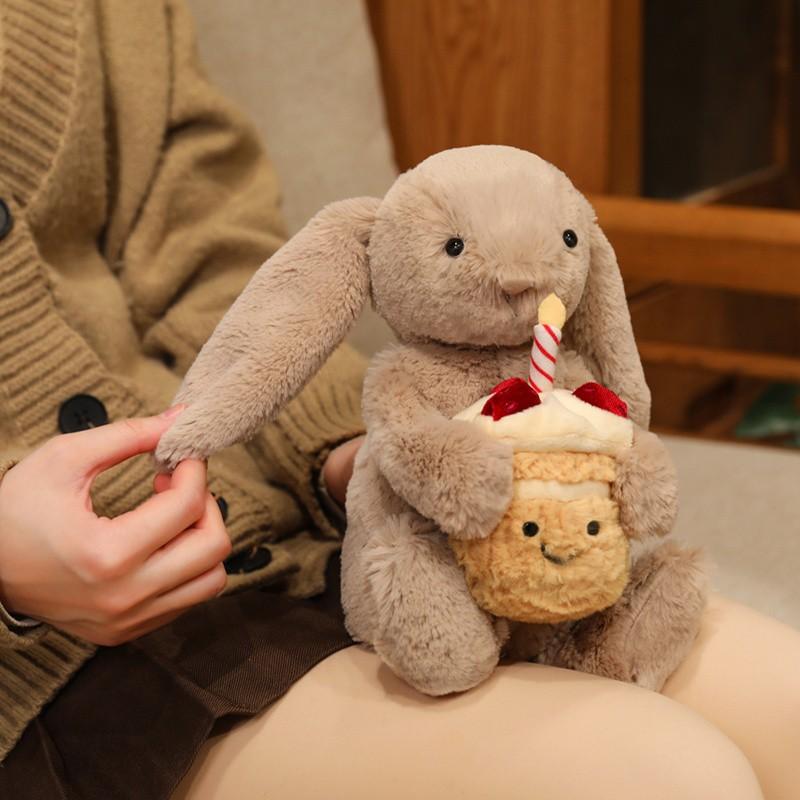 31cm Valentine's Day Bonnie Rabbit Plush Toy, Holding Heart Rose Cake, Soft Handfeel, Perfect Gift for Girlfriend, Easter and Proposal