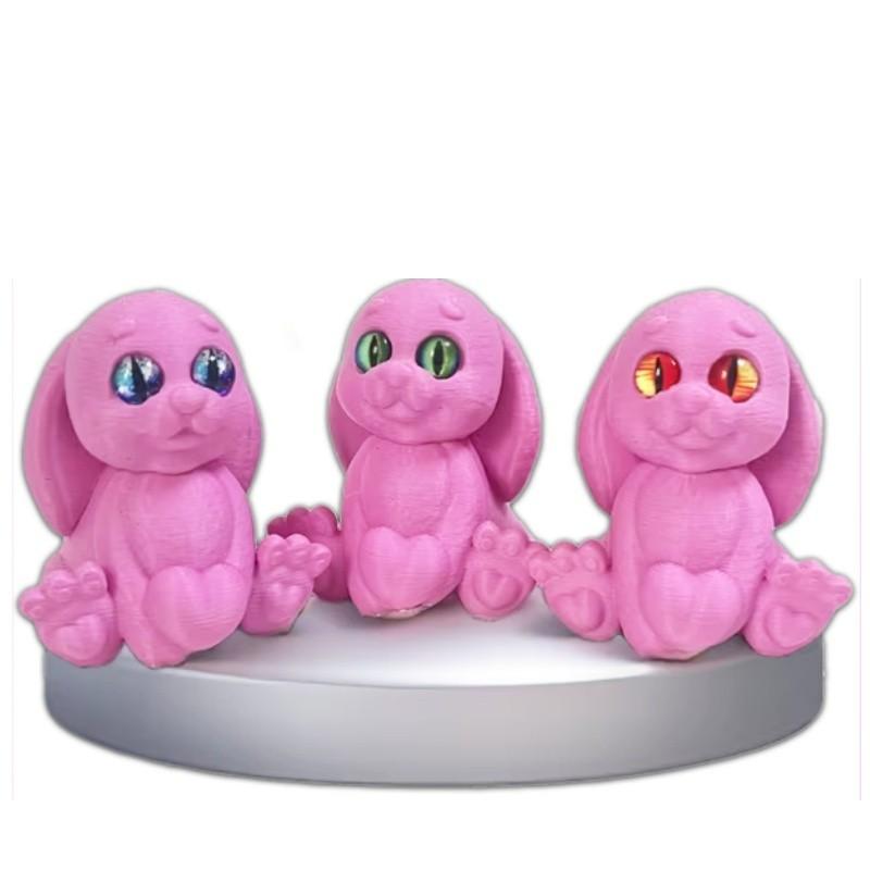 3D Printed Rabbit Cartoon Model, Festive Animal Toy, Pet Handheld Figure, Valentine's Day Decoration, Office Ornament