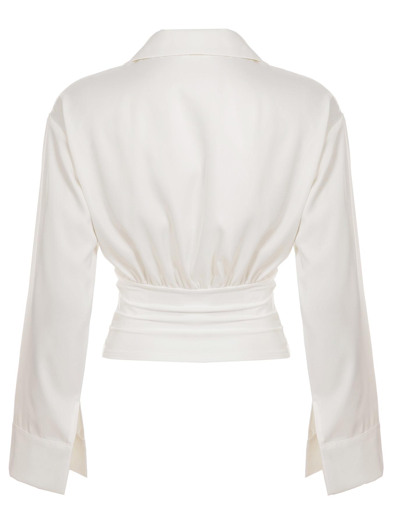 Elegant Women's Long Sleeve Shirt, Autumn Fashion Button Design Waist Tie Fitted Top, Commuter Simple Style, Perfect for Office Wear