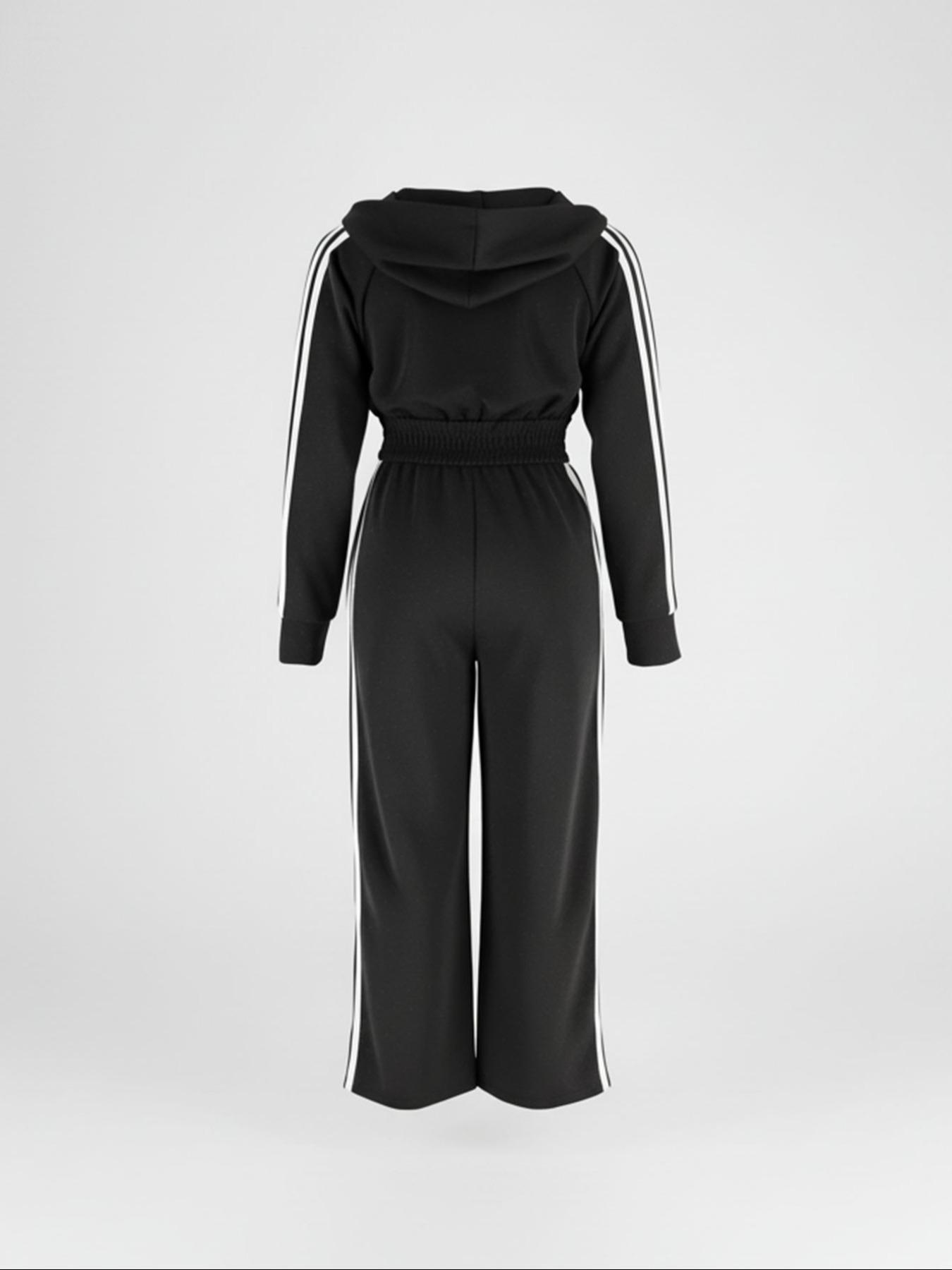 Spring New One-Piece Jumpsuit Zipper Romper Sporty Casual Style Zip Hooded Elastic Waist Women's Clothing for Daily Commute Streetwear