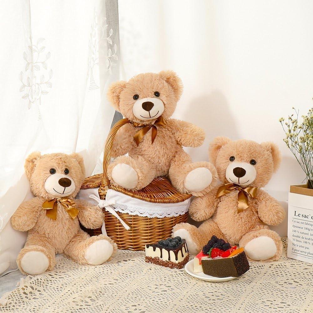 3 Pack Teddy Bears Bulk Teddy Bear Stuffed Animal Baby Shower Bear Plush Gifts for Christmas Valentine's Day Mother's Day for Kids Gift or Wedding Decorations, Teddybear