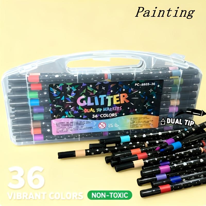 36-Color Flash Marker Set Markers-Glittering Art Pens with Storage Case for Crafts & Card Making
