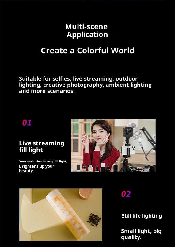 Portable Rechargeable Smartphone Fill Light - Adjustable Temperature Modes, Dual-Color On-Location Lighting for Live Streaming, Photography, Ideal Camera & Phone Tech Accessories Gift