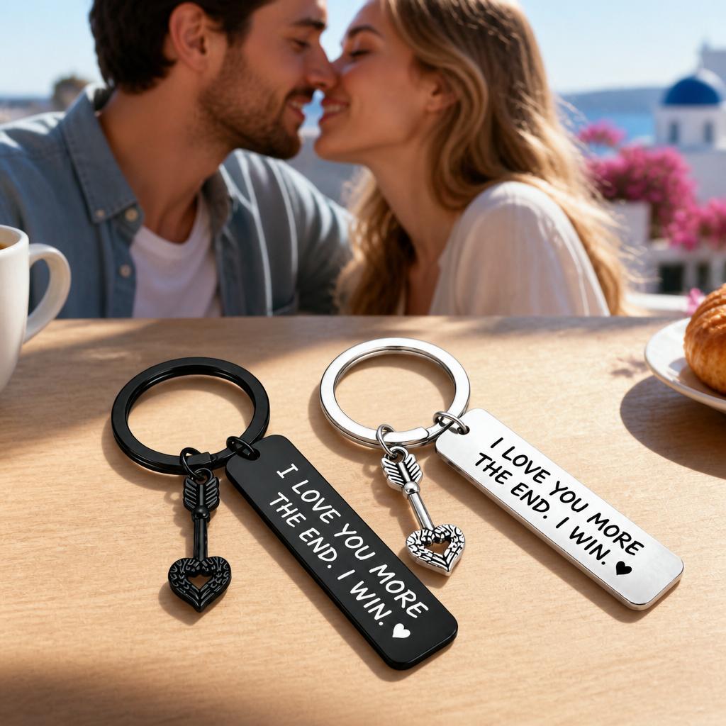 HOLDNEAR Unisex Stainless Steel Anti-Tarnish Jewelry, "I Love You More" Funny Engraved Heart-Arrow Charm Keychain, Sentimental Valentine's Day Boyfriend Gift HOLDNEAR Unisex Stainless Steel Anti-Tarnish Jewelry, "I Love You More" Funny Engraved Heart-Arrow Charm Keychain, Sentimental Valentine's Day Boyfriend Gift