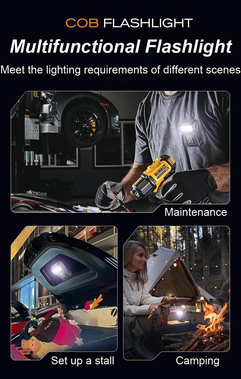 Portable Abs Flashlight, Adjustable Angle Headlamp, Magnetic Bottom, Durable for Camping, Outdoor Survival, Emergency Situations