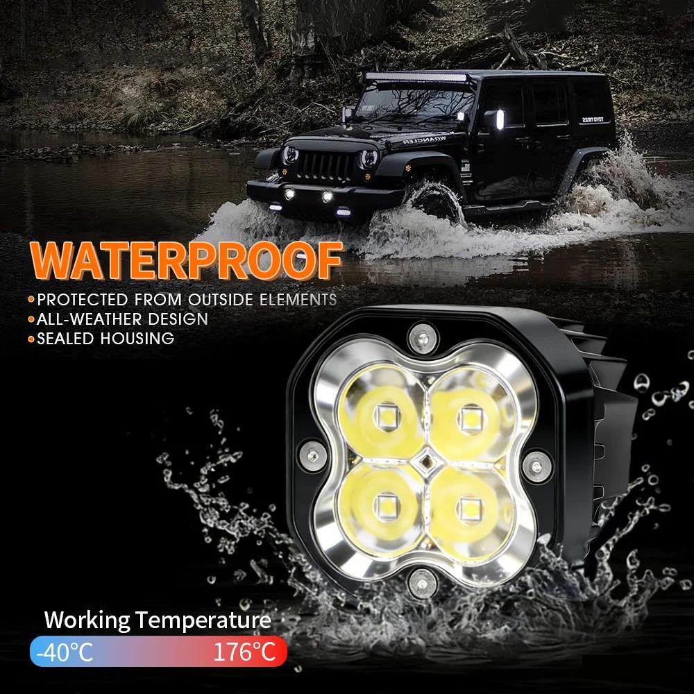 3 inch LED Pod Light Motor Spotlight for Off road lada Halo RGB Yellow Fog lamp 4x4 Driving light Flash 12V 24V