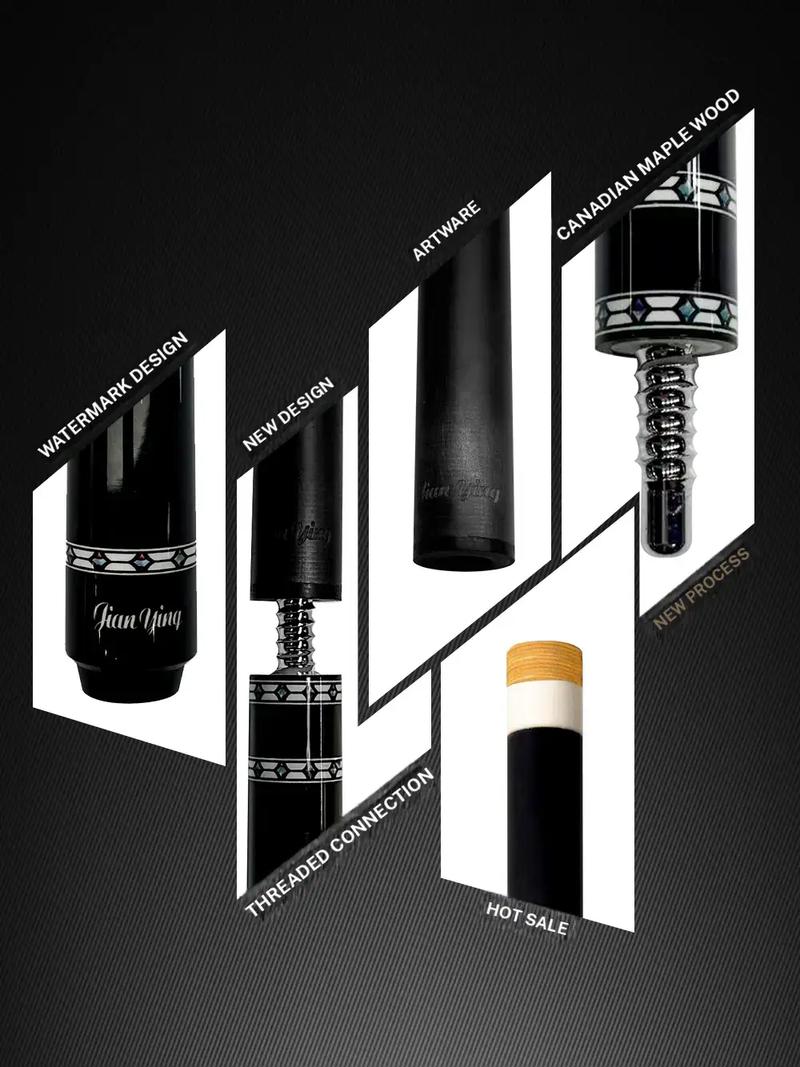 JIAN YING New Carbon Fiber 1/2 Billiard Cue 58 inch 11.5/12.5mm Tip Strong Stability High Performance Pool Cue with Case Tip Gloves Towel Chalk Extended Handle