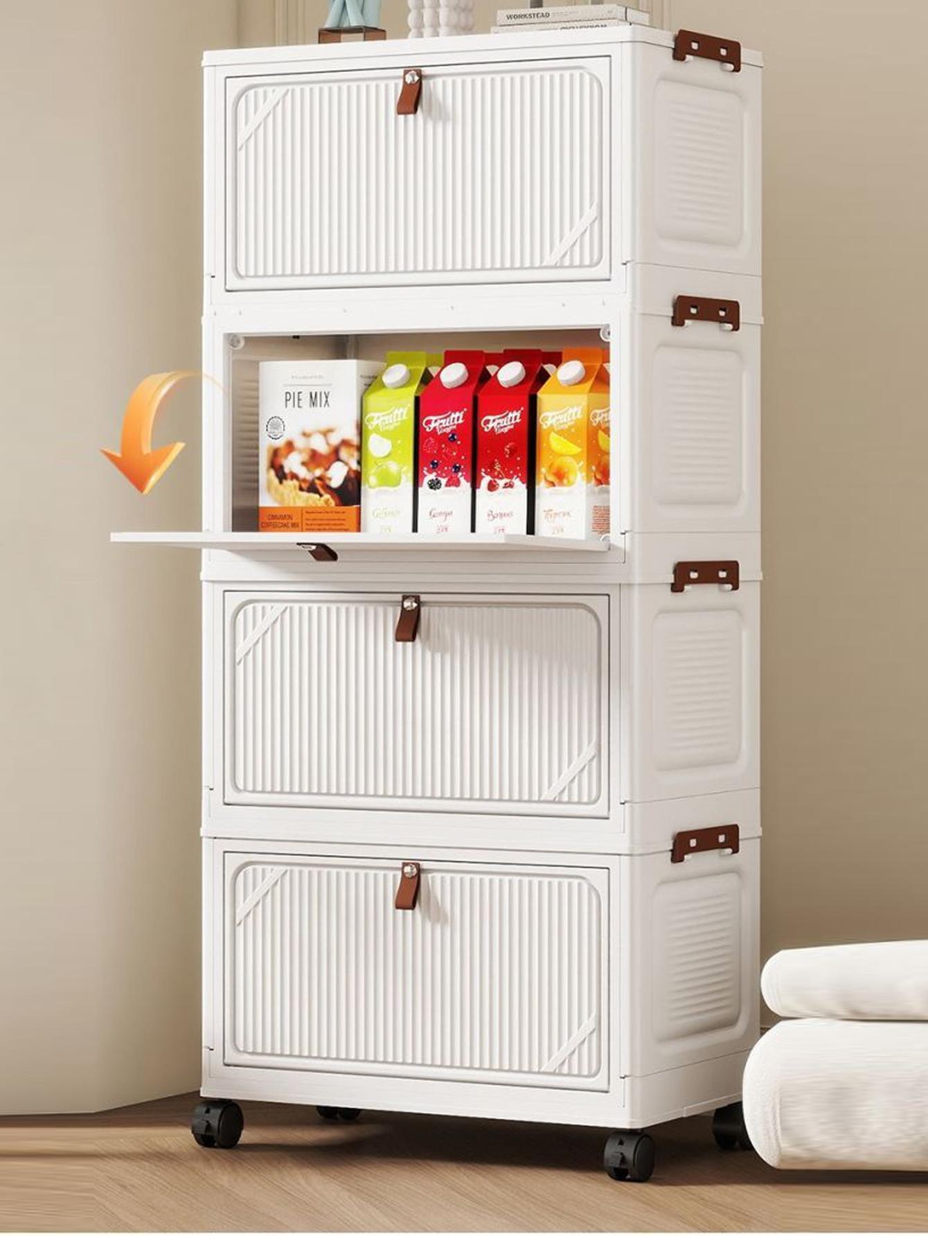 Foldable Plastic Storage Cabinet, Multi-Layer Table Under Desk Organizer, Home Living Room Toy Snack Rack, No Installation Required