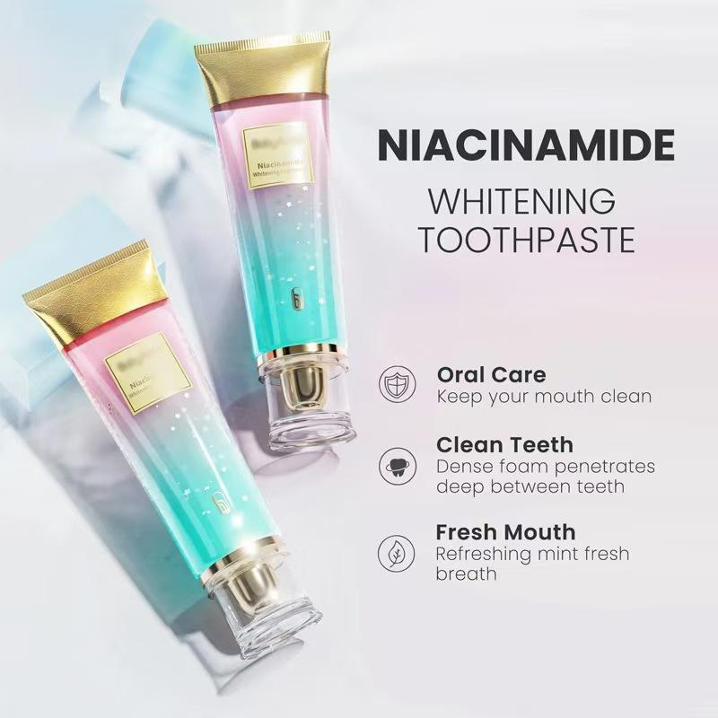 Organic Niacinamide Mint Whitening Fresh Breath Toothpaste, Natural Ingredients for Personal Care and Oral Hygiene, Oral Cleansing Toothpaste, Nicotinamide Toothpaste