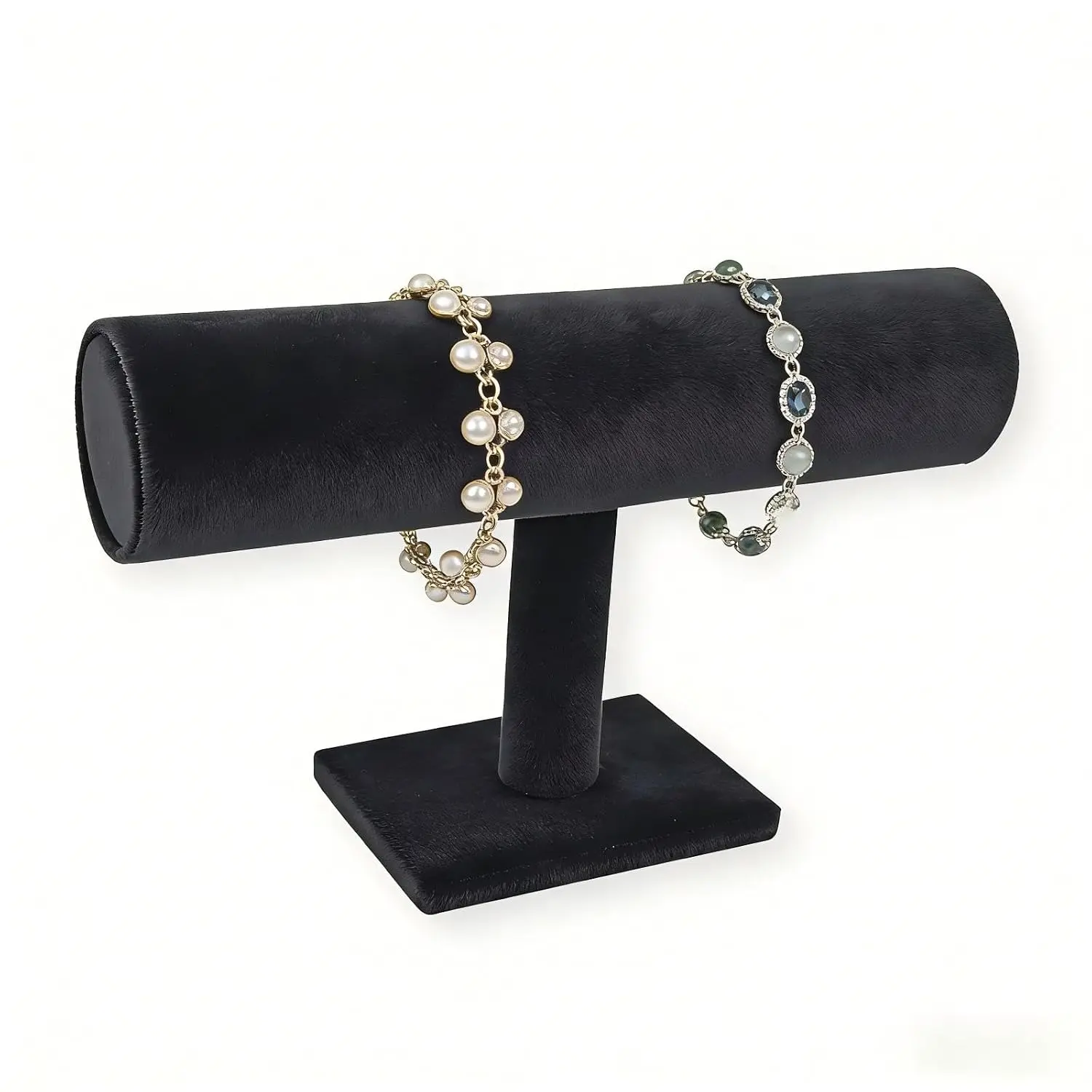 T-shaped bracelet display stand, necklace earring bracelet pendant ankle tower, watch key jewelry display stand, home single-layer display stand (black velvet)