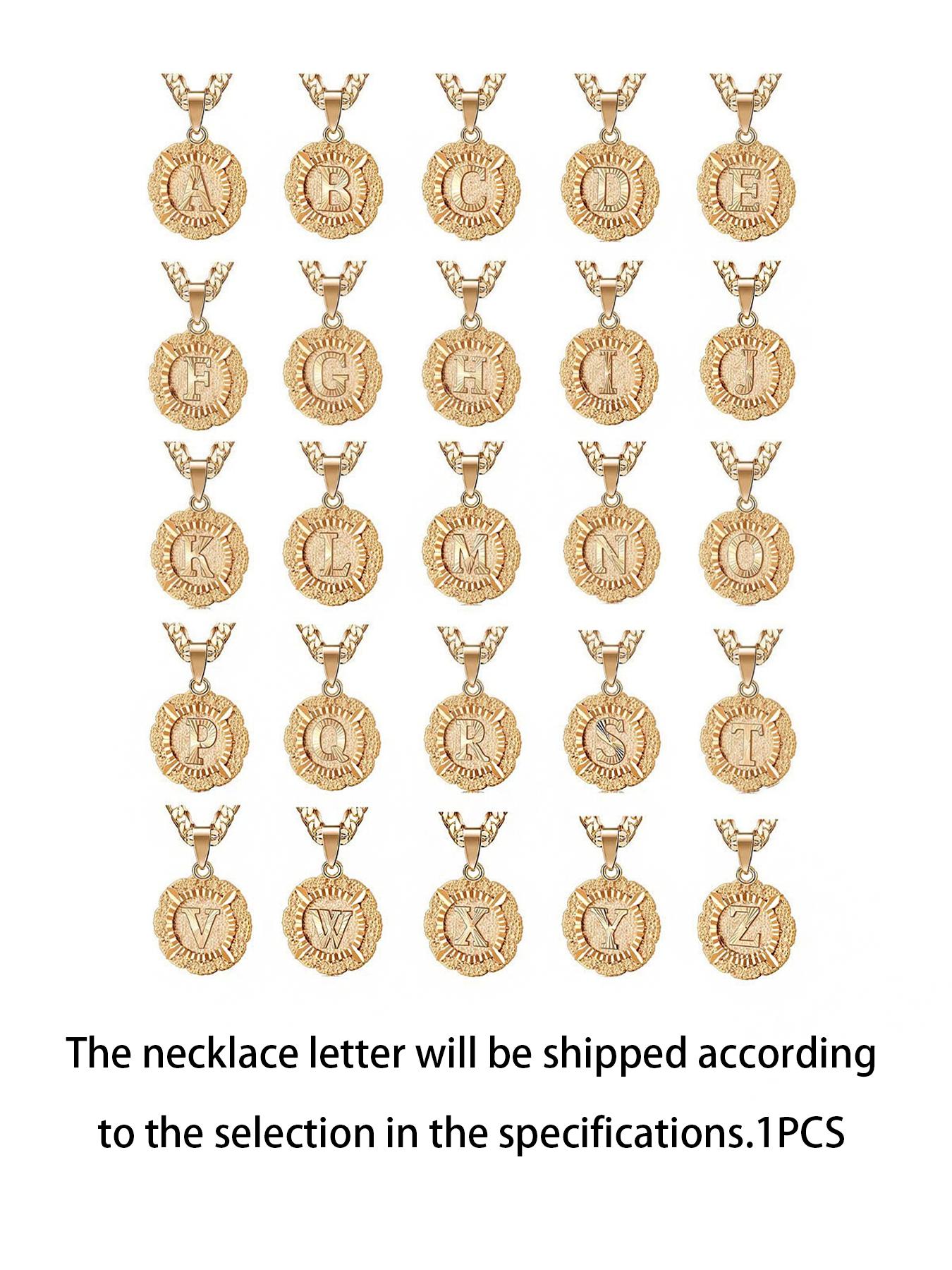 Lady-style initial letter necklace, 14K gold plated circular letter pendant with a combination of letter charms, a Floreal chain jewelry with letters ranging from A to Z, Mother's Day gift, back-to-school season necklace gift, Teacher's Day necklace gift