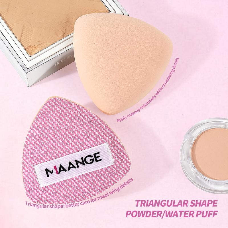 Maange Triangle Air Cushion Powder Puff with Storage Box, Makeup Sponge Applicator, Single Pack, Cosmetic Beauty Tool