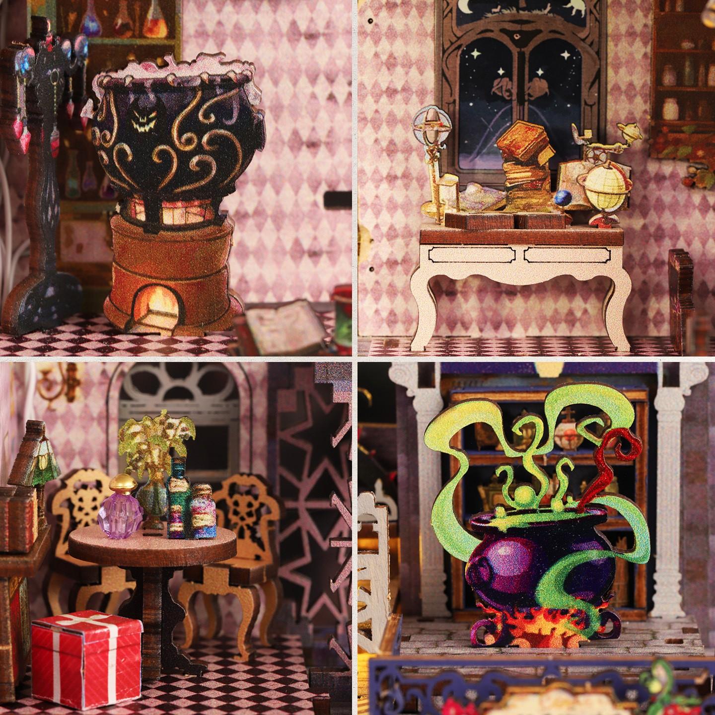 DIY Mini Furniture Dollhouse Kit with Dust Cover and Music Mechanism, 3D Wooden Handmade Model, Creative Room Design Gift