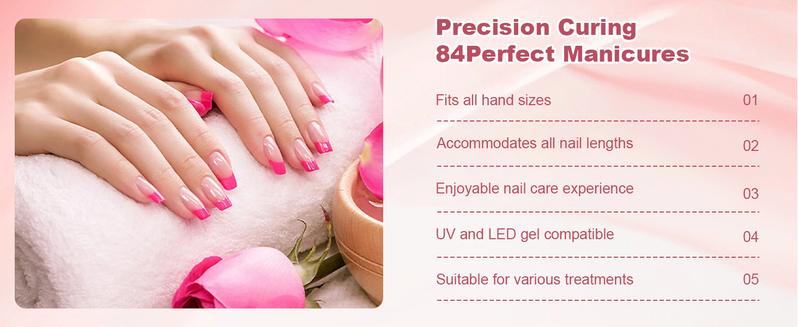 NEO Cordless & Rechargeable Nail Curing Lamp 78W with 4 LCD Time Display Timer, Auto Sensor, and Spacious Interior for All Hand Sizes and Nail Lengths (Gradient Purple Pink/Gradient Pink Gold/Metallic Rose Gold),Infrared Sensor Nail Dryer Lamp