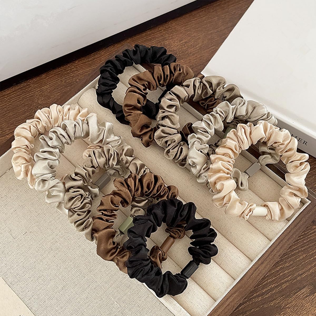 Solid Color Satin Scrunchies, ElegantScrunchies for Women & Girls, MinimalistHeadwear Suitable for Thick Hair, FashionHair Accessories for Party, Daily Decor, HairAccessories Set