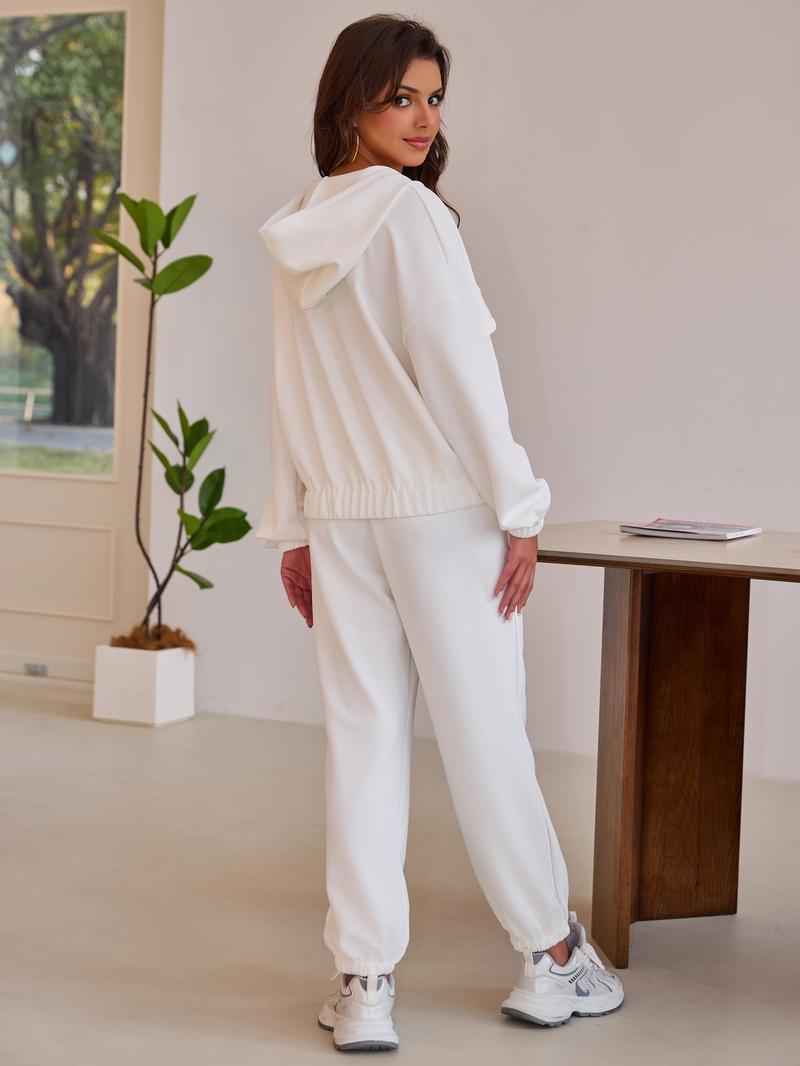 Joyfunear Women's 2 Piece Outfit Hoodie Sweatsuit Sets Summer&Fall Zip up Lounge Sweatpants Tracksuit